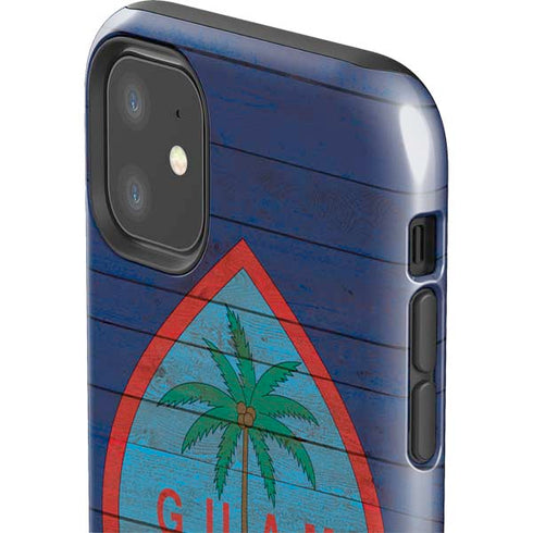 Guam Flag Dark Wood iPhone 11 Impact Case